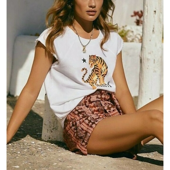 ANTHROPOLOGIE Eva Franco Textured Shorts Removable Belt Sz 4 Orange Motif NWT - Picture 5 of 9